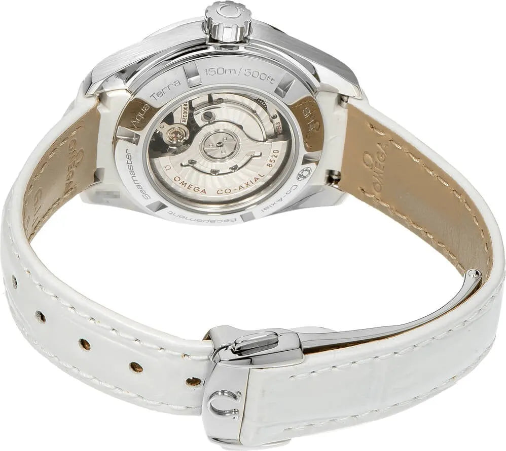 Omega Diamond White Leather Watch seamaster - Hình 3