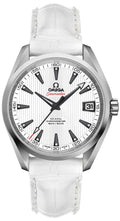Omega White Leather Diamond Watch