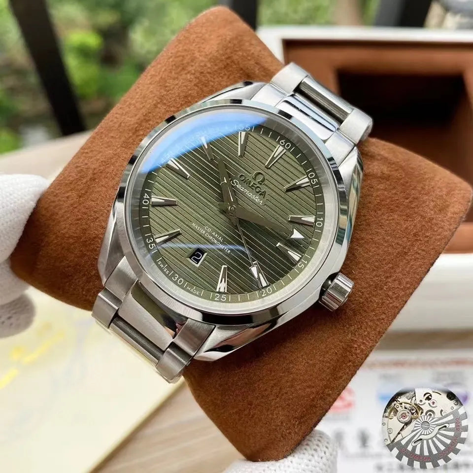 Omega Olive Dial Rubber Strap - Hình 3