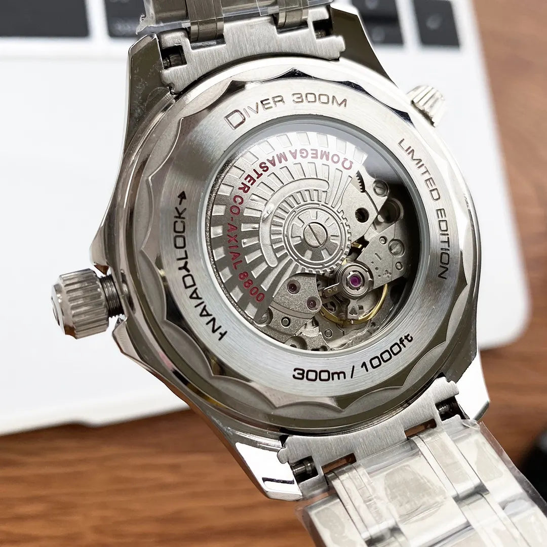 Omega Grey Wave Blue Bezel