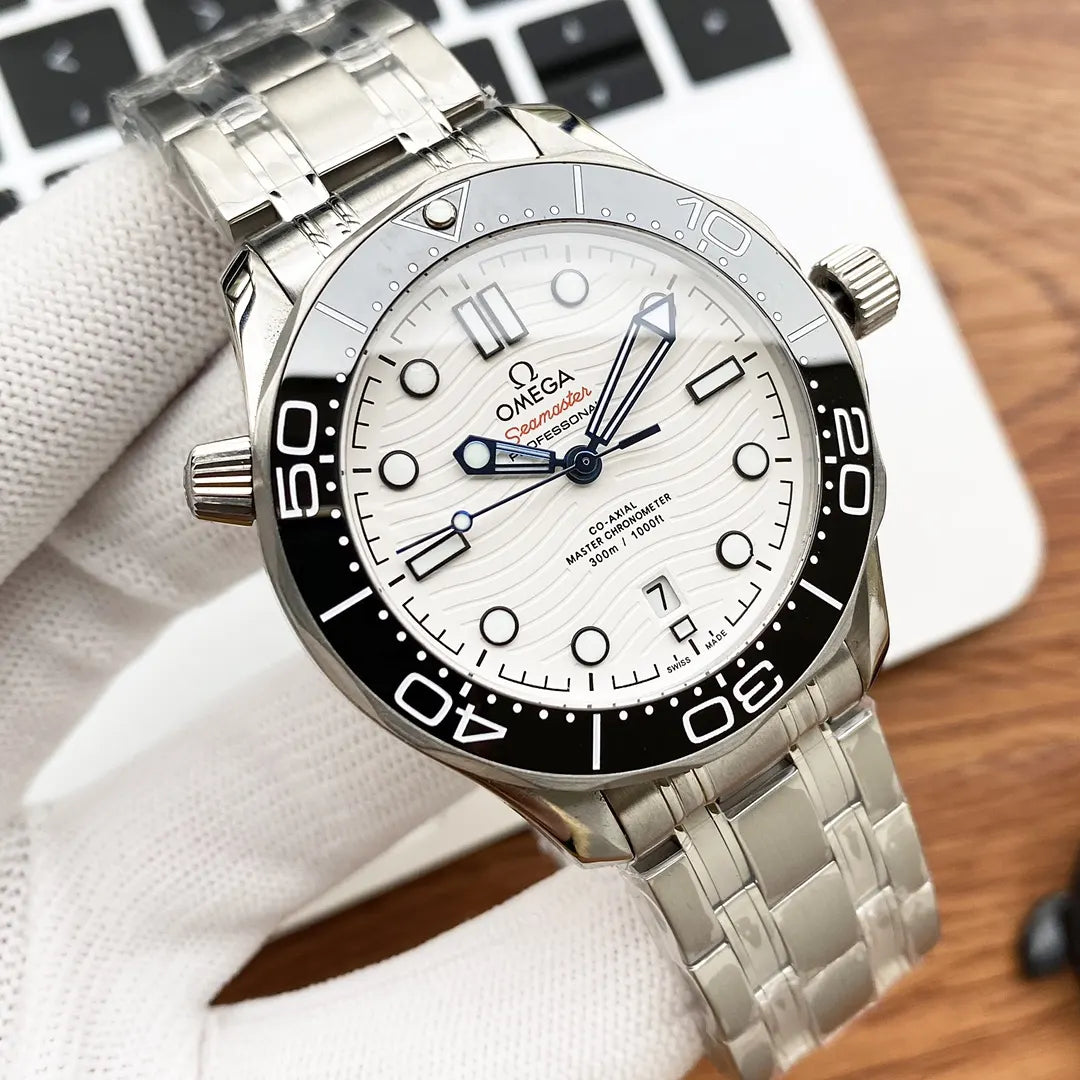Omega Seamaster White Wave Dial - Hình 4