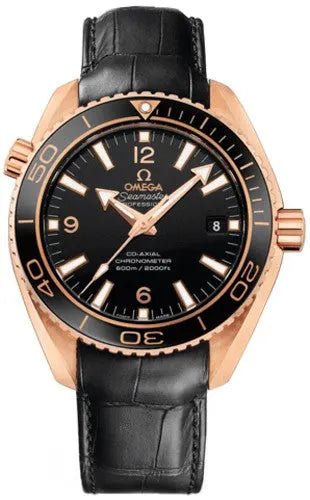 seamaster planet Omega Rose Gold Black Leather