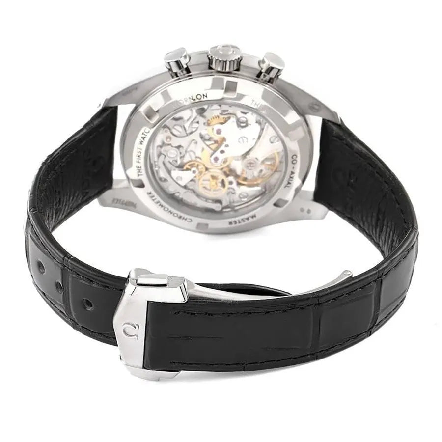 Omega Silver Black Leather - Hình 3