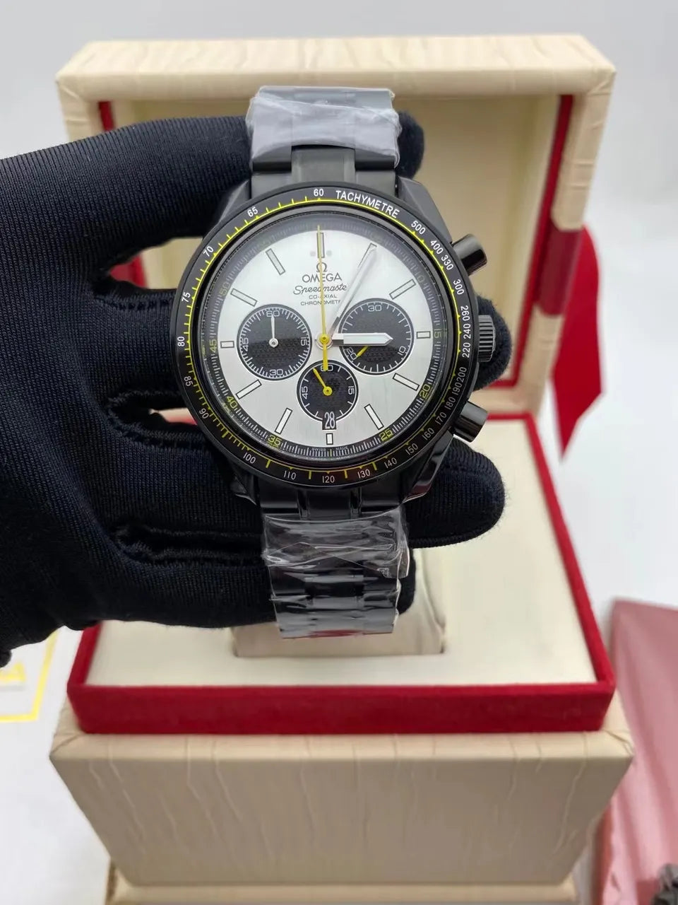 Omega Black Steel White Dial