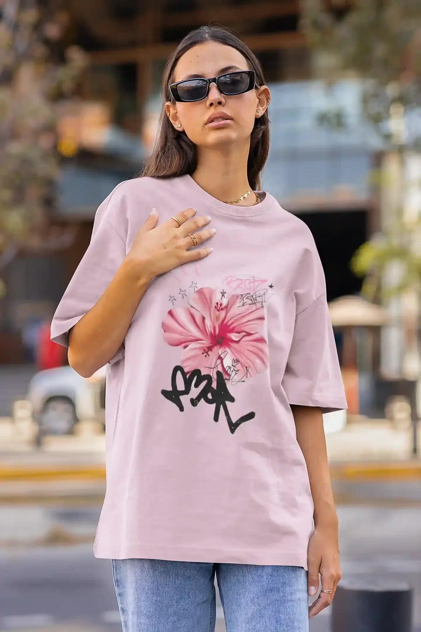 Blossom Graffiti Oversized Tee - Urban Theory Co