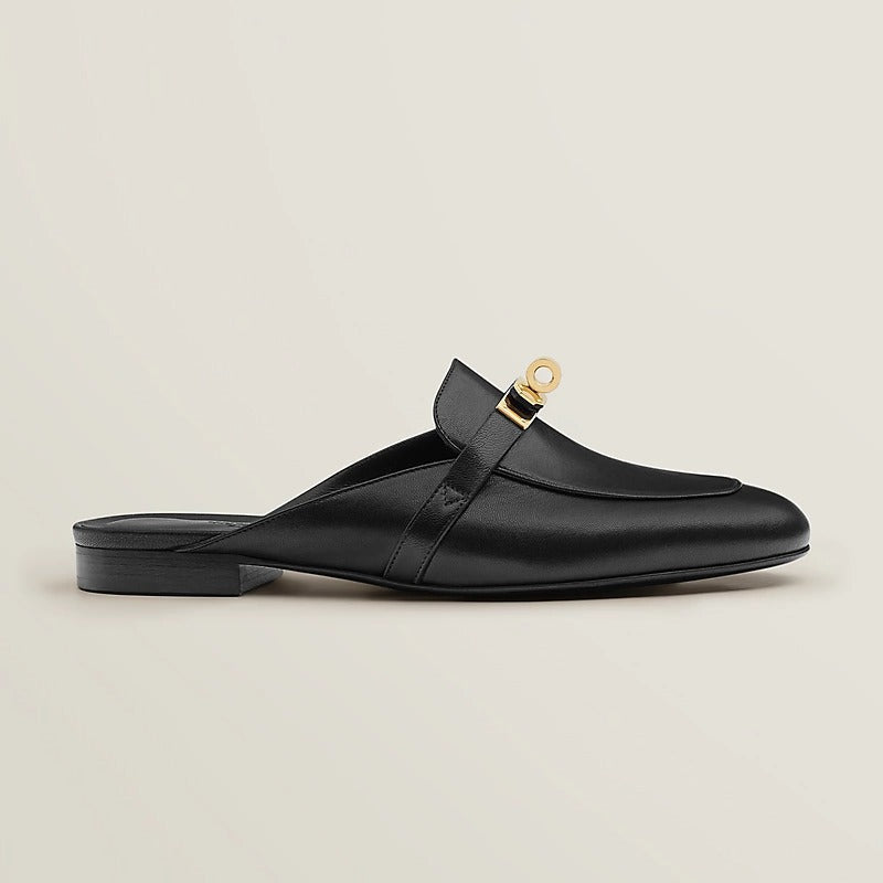Hermes 0Z Mule Noir Gold