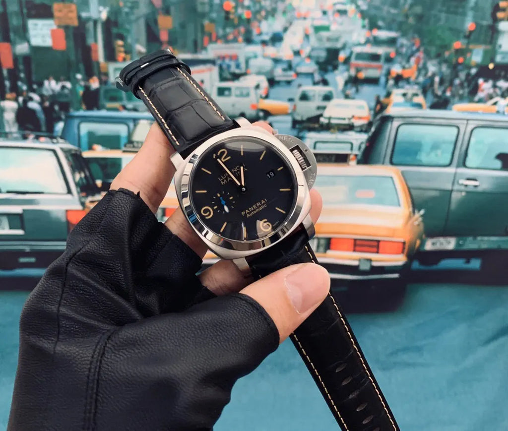 luminor Panerai Black Dial Leather - Hình 3
