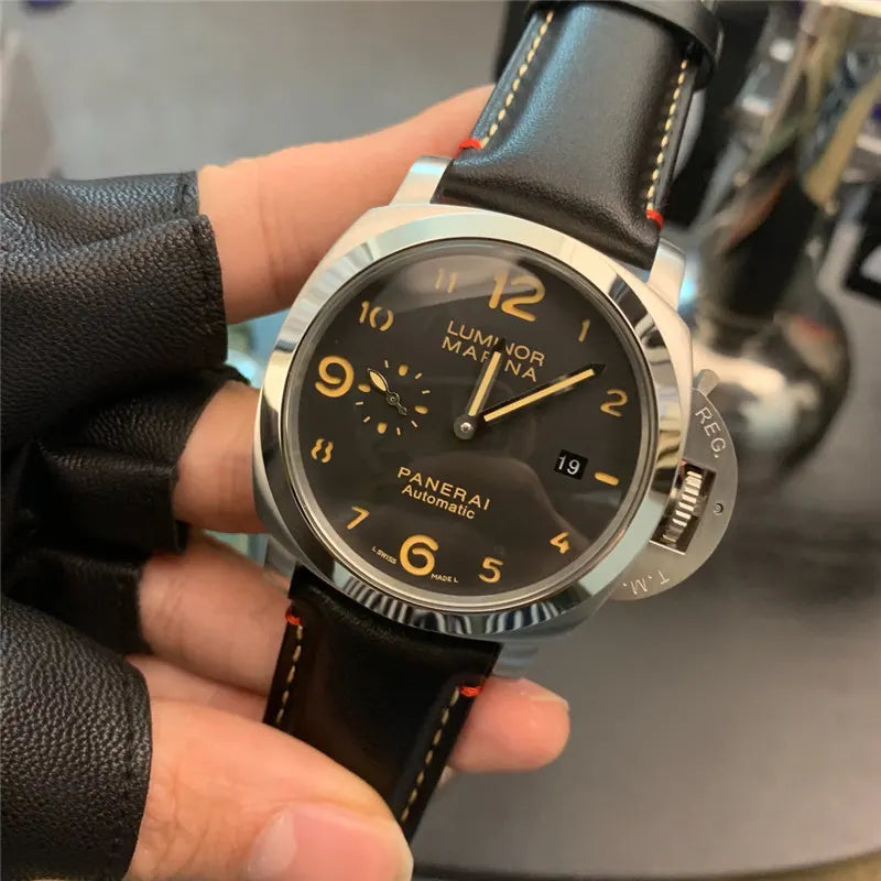 Panerai Black Leather Watch - Hình 5