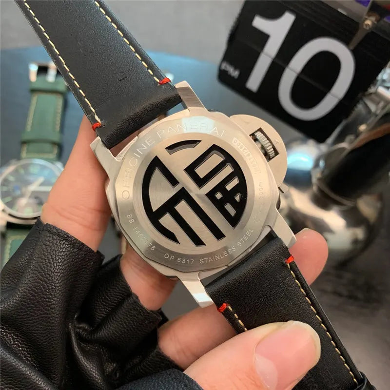 Panerai Black Dial Leather Strap - Hình 2