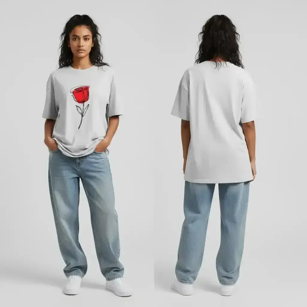 Red Rose Oversized Tee - Urban Theory Co - Urban Theory Co