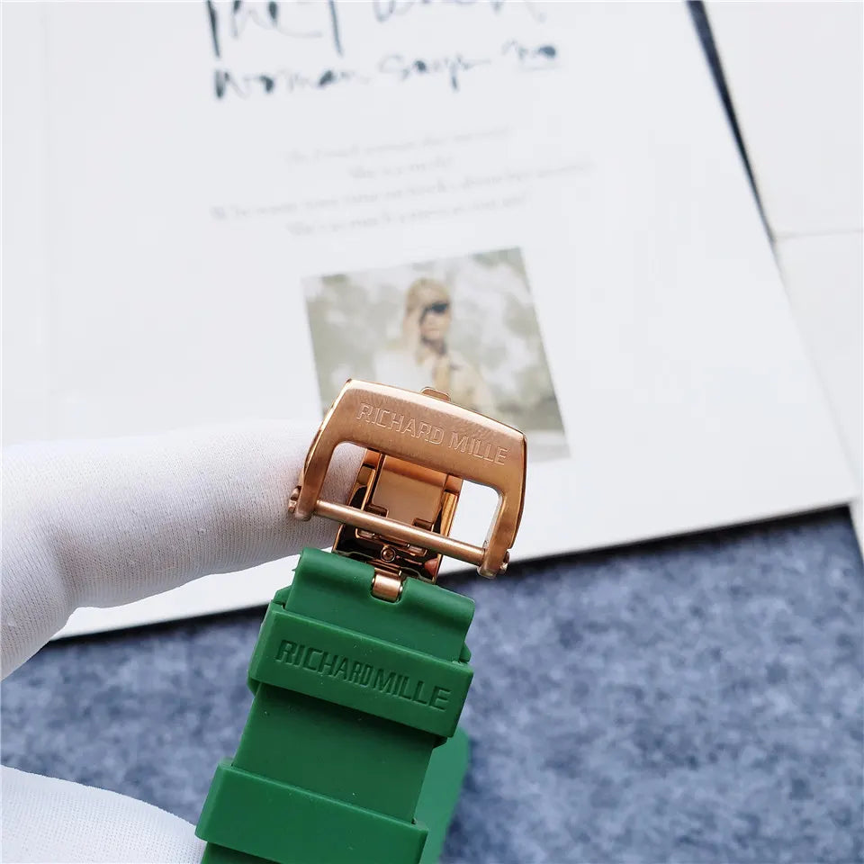 Richard Mille Rose Gold Green Strap - Hình 4