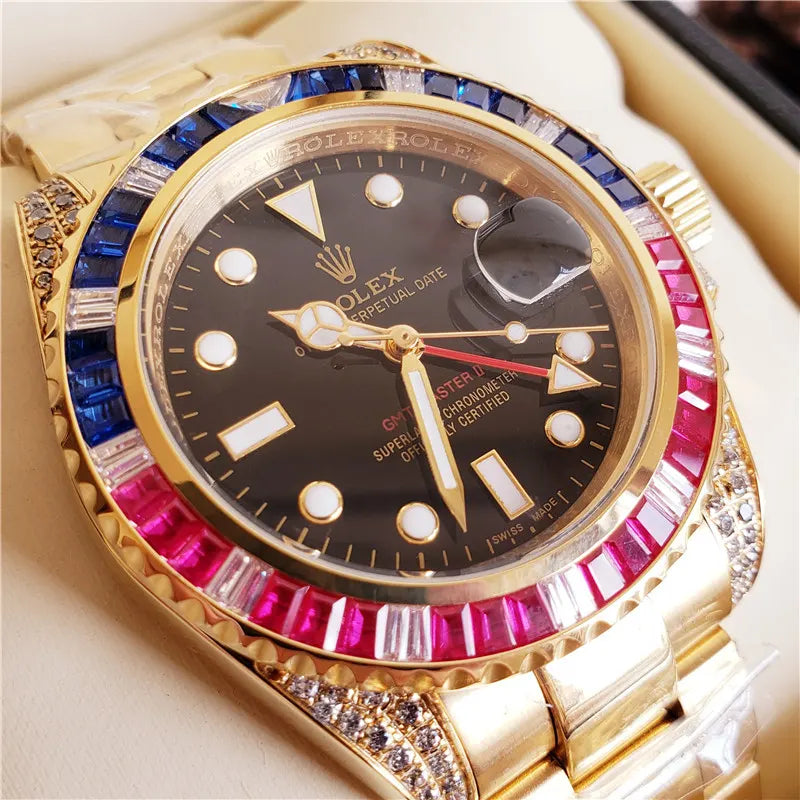 Rolex Gold Ruby Sapphire Bezel - Hình 2