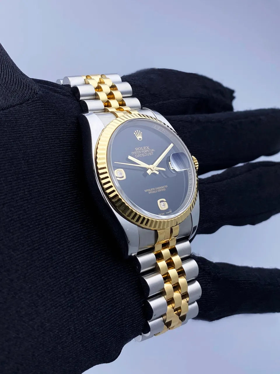 datejust Rolex Two-Tone Black Diamond - Hình 3