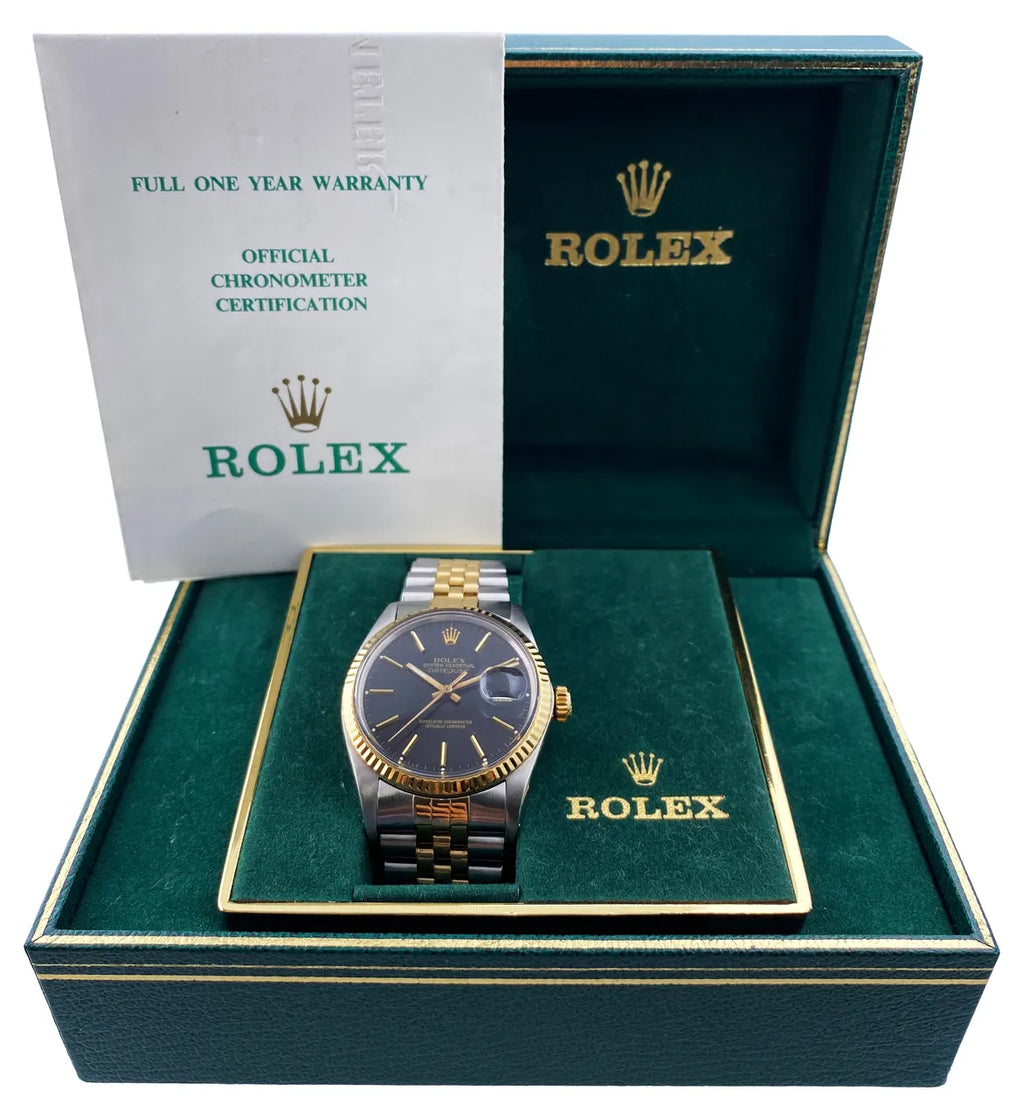 steel Rolex Datejust Black Dial Two-Tone - Hình 2