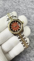 Rolex Red Dial Diamond Two-Tone