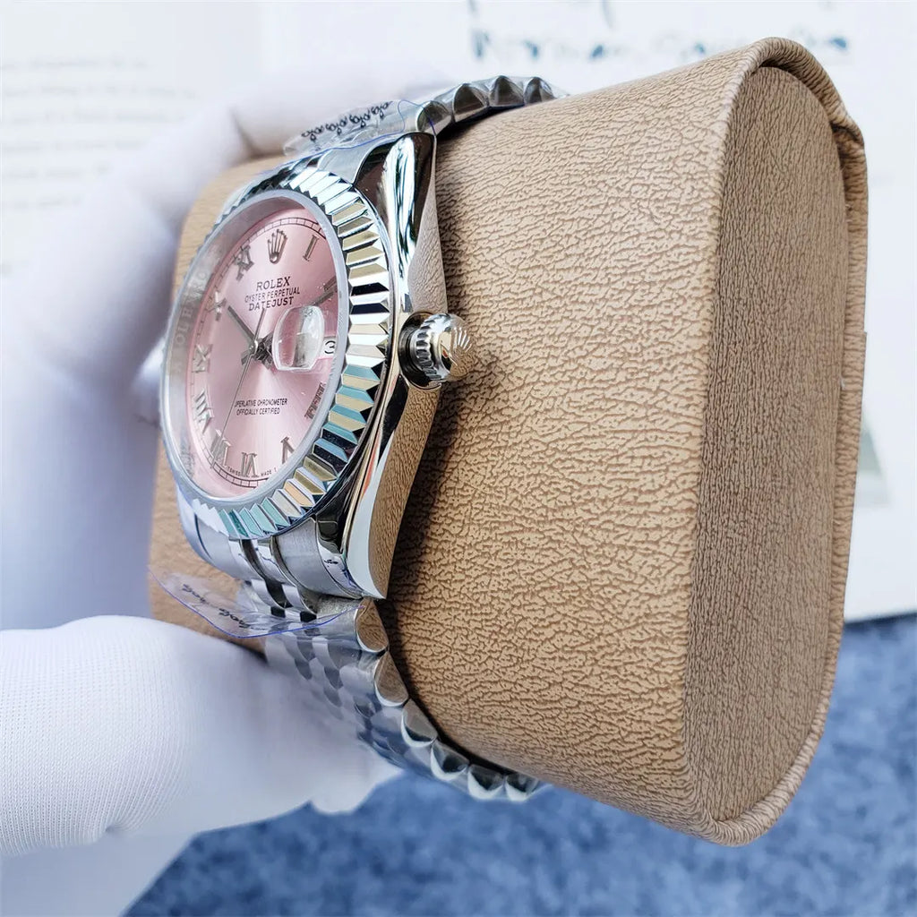 stainless Rolex Datejust Pink Dial - Hình 5