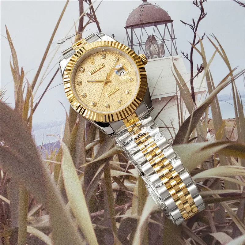 Rolex Gold Tapestry Diamond Dial - Hình 2