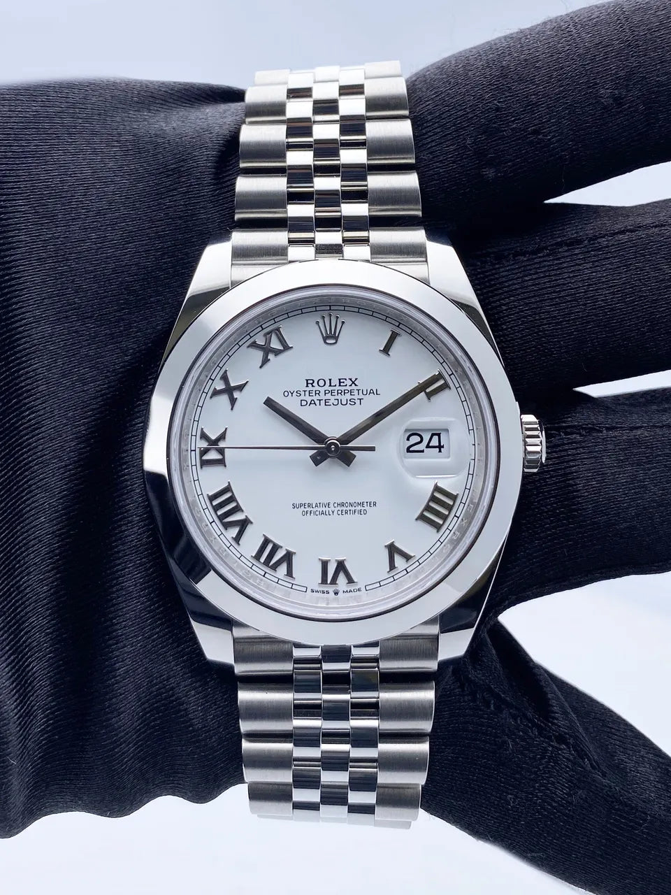 Rolex White Dial Steel Watch - Hình 3
