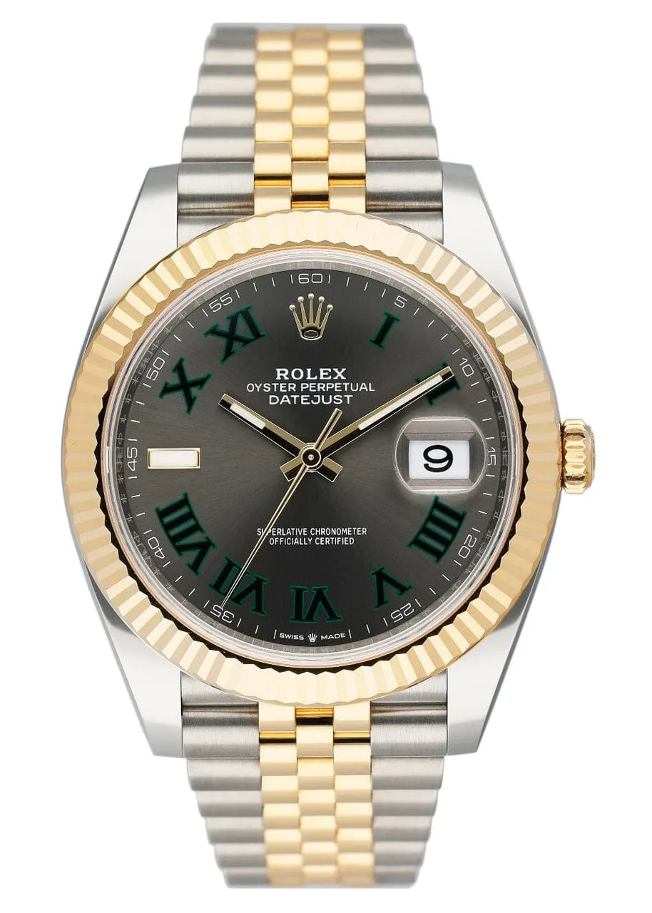 Rolex Rhodium Green Roman Datejust