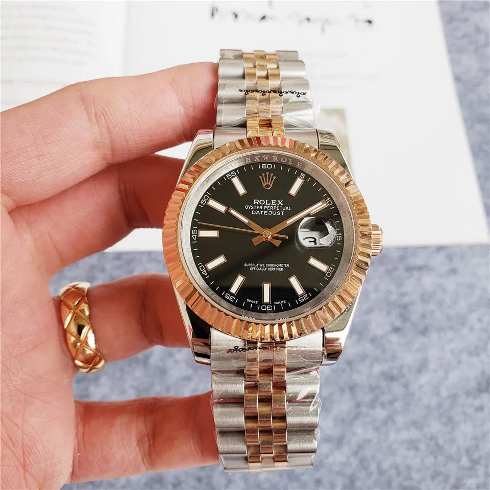 datejust Rolex Two-Tone Black Dial