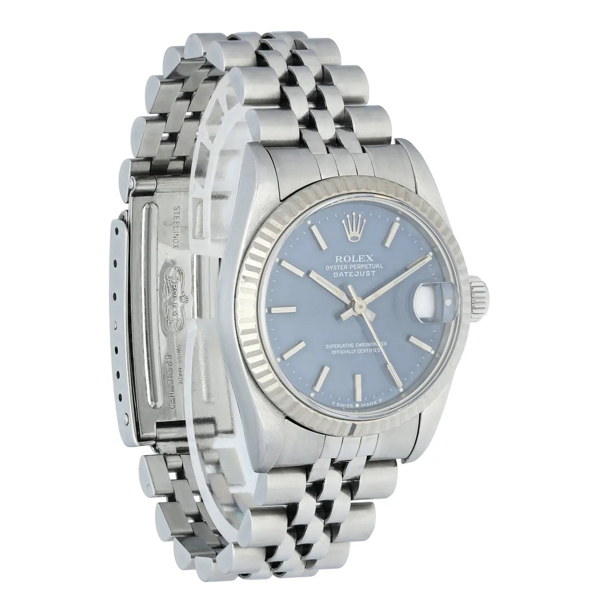fluted bezel Rolex Datejust Blue Dial Steel - Hình 4