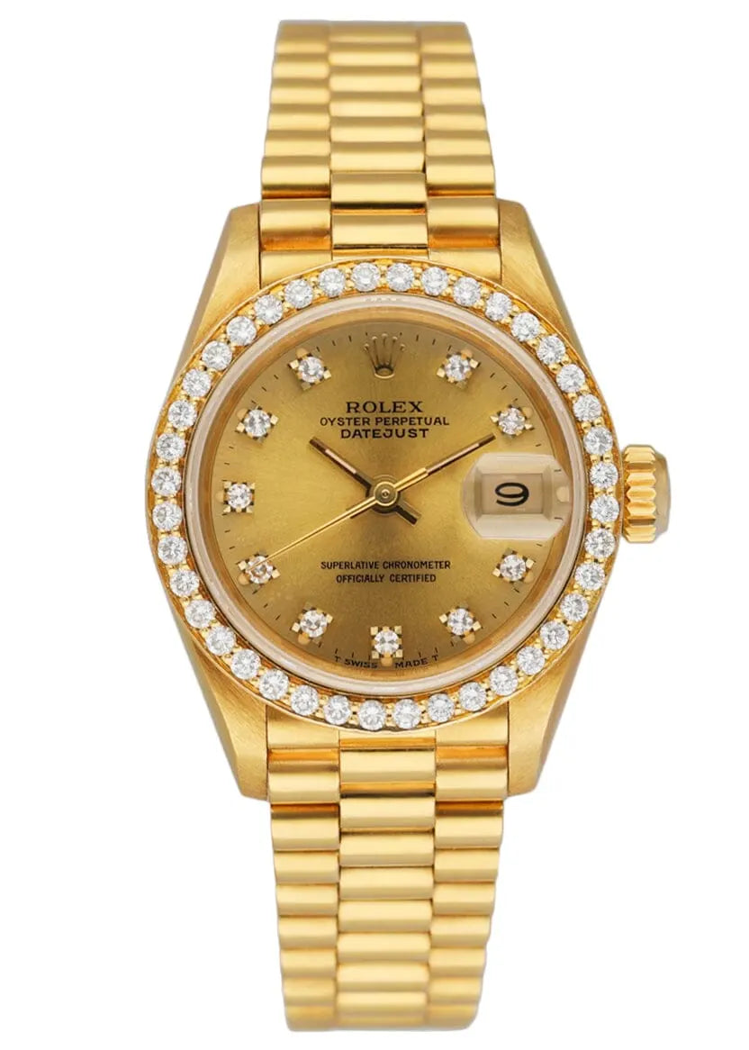 Rolex Gold Diamond Bezel Champagne Dial - Hình 8
