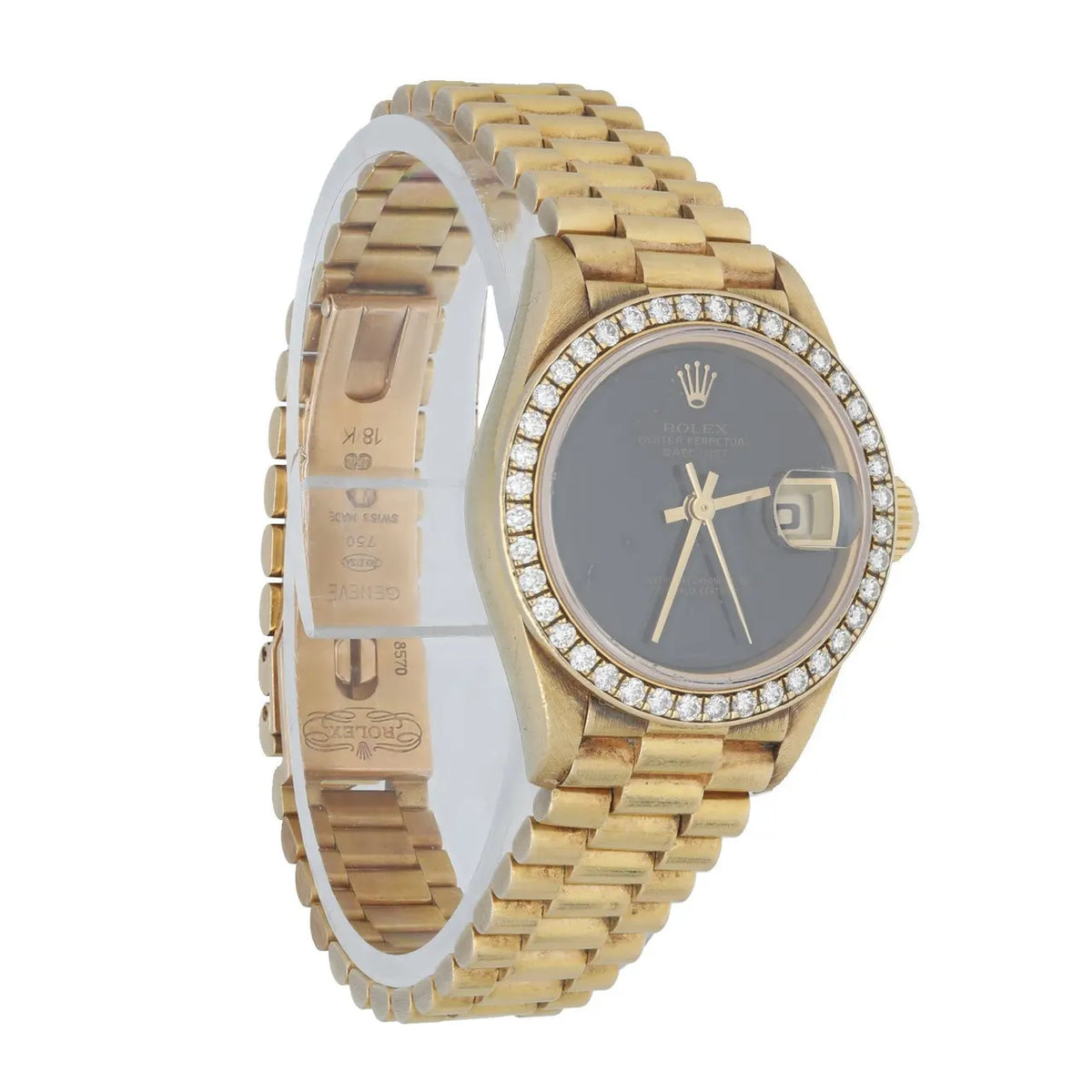 Rolex Gold Diamond Ladies Black - Hình 3