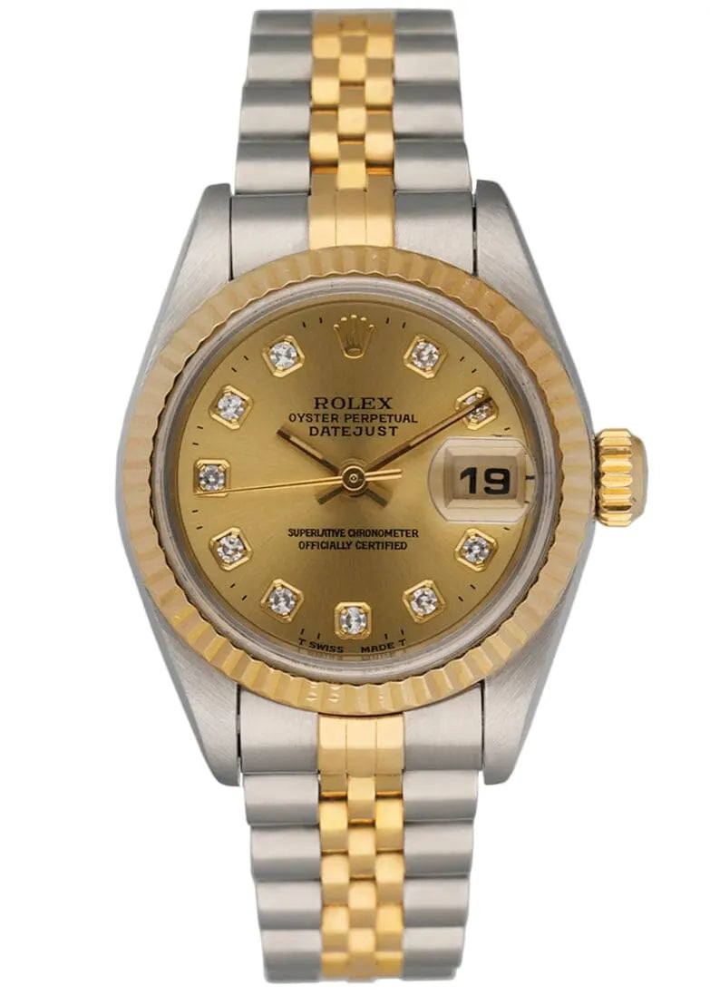 datejust Rolex Gold Diamond Champagne Dial