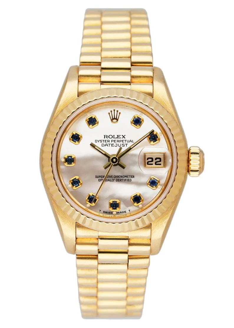 Rolex Datejust Gold Mother of Pearl Sapphire Dial