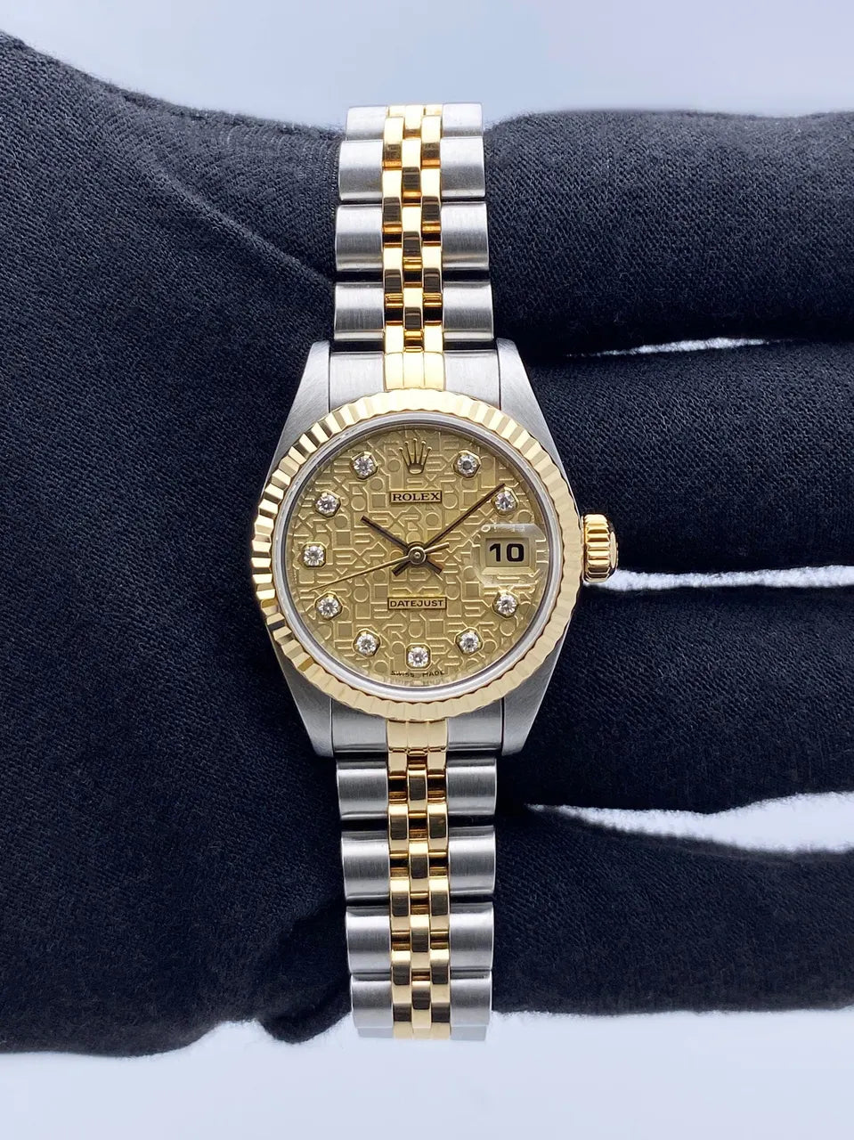 gold Rolex Two-Tone Diamond Datejust - Hình 3