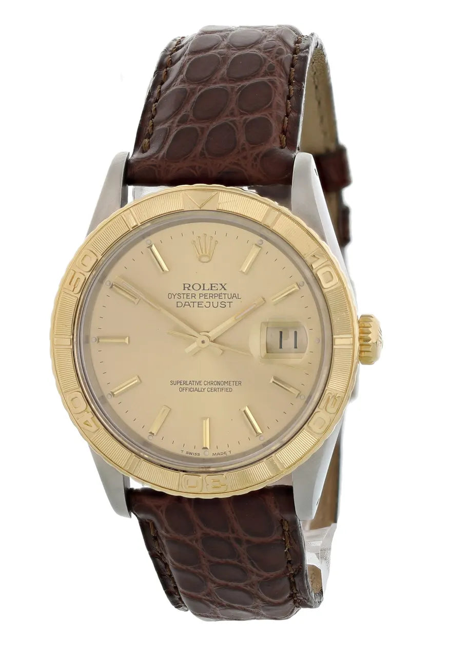 Rolex Two-Tone Gold Brown Leather