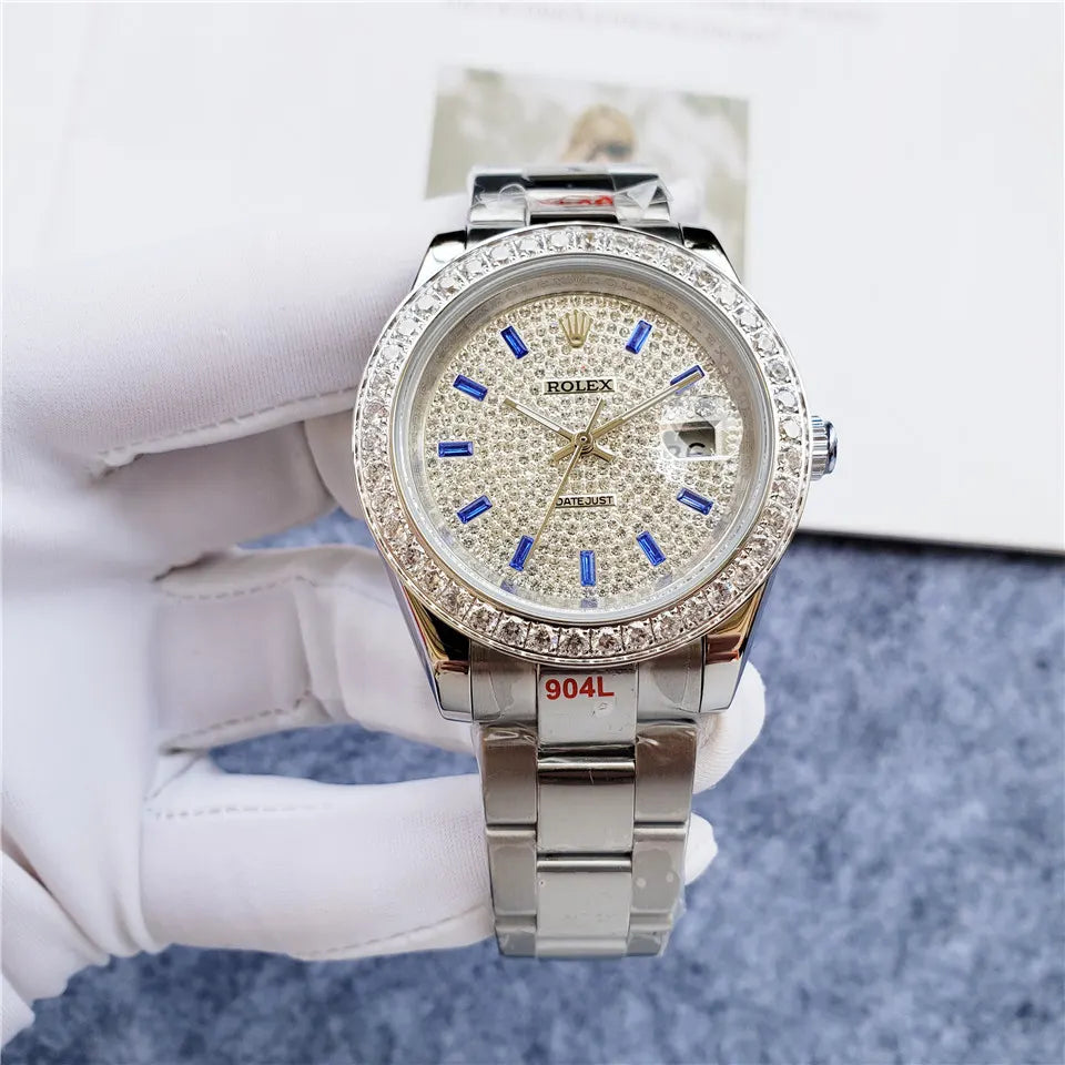 Rolex Silver Diamond Pave - Hình 8