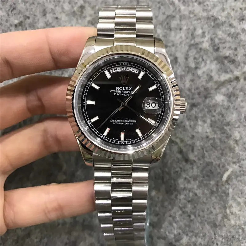 Rolex Day-Date Black Dial stainless - Hình 4
