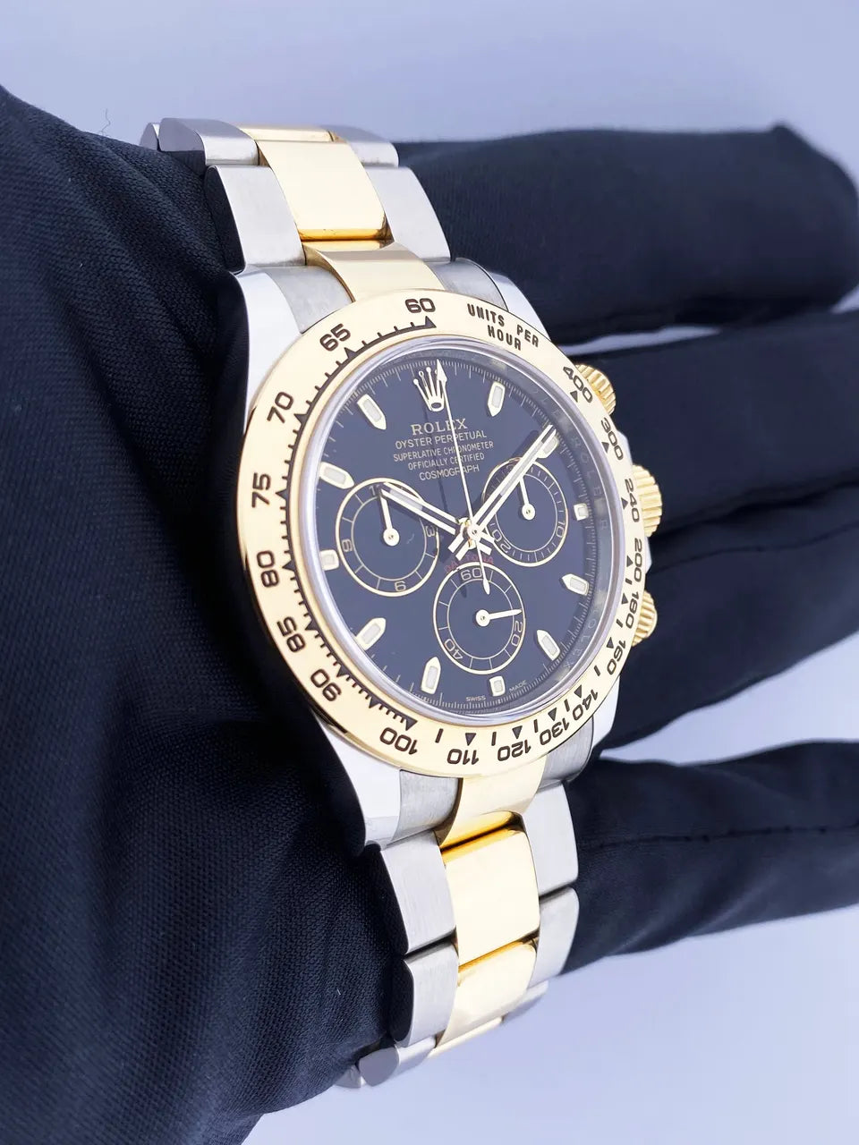 steel gold Rolex Daytona Two-Tone Black Dial - Hình 4