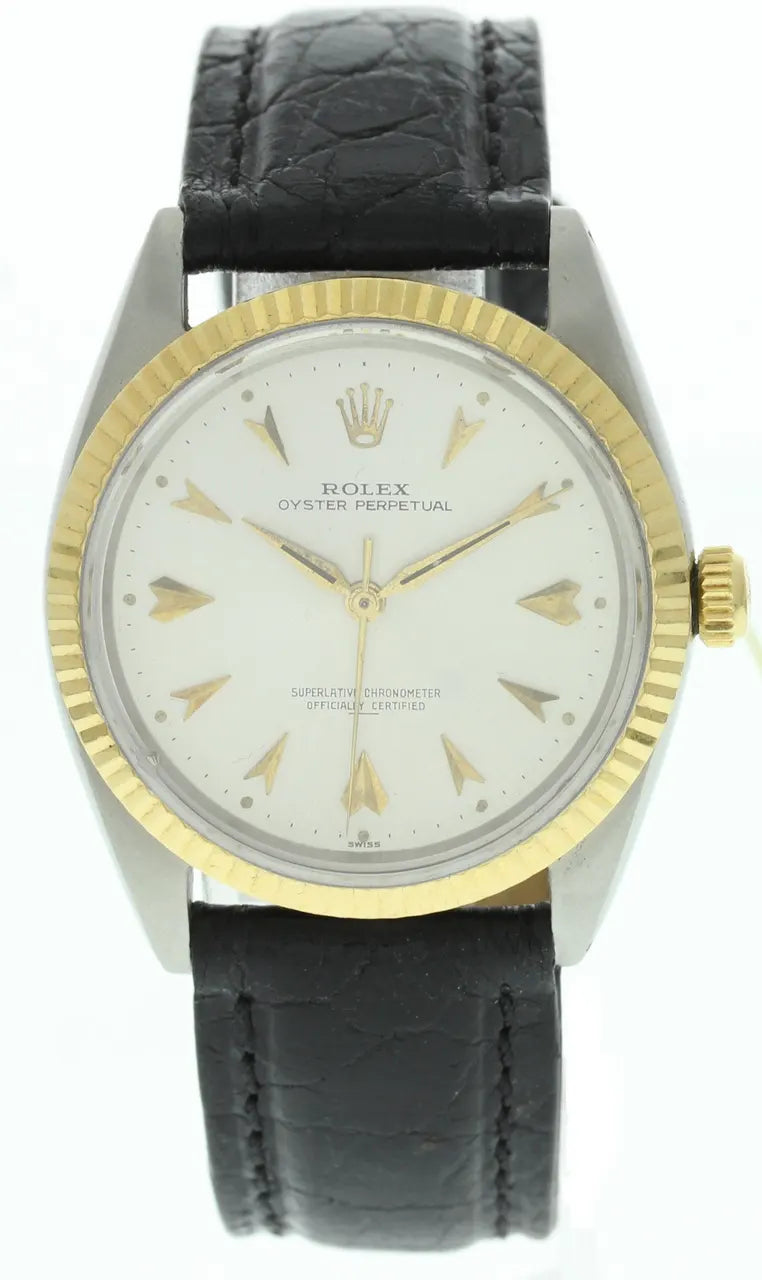 oyster Rolex Gold Bezel Leather - Hình 3