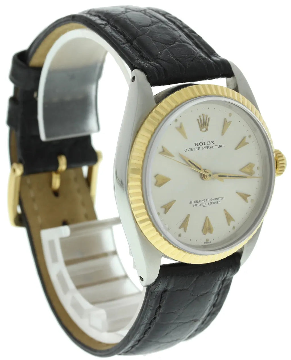 oyster Rolex Gold Bezel Leather - Hình 4