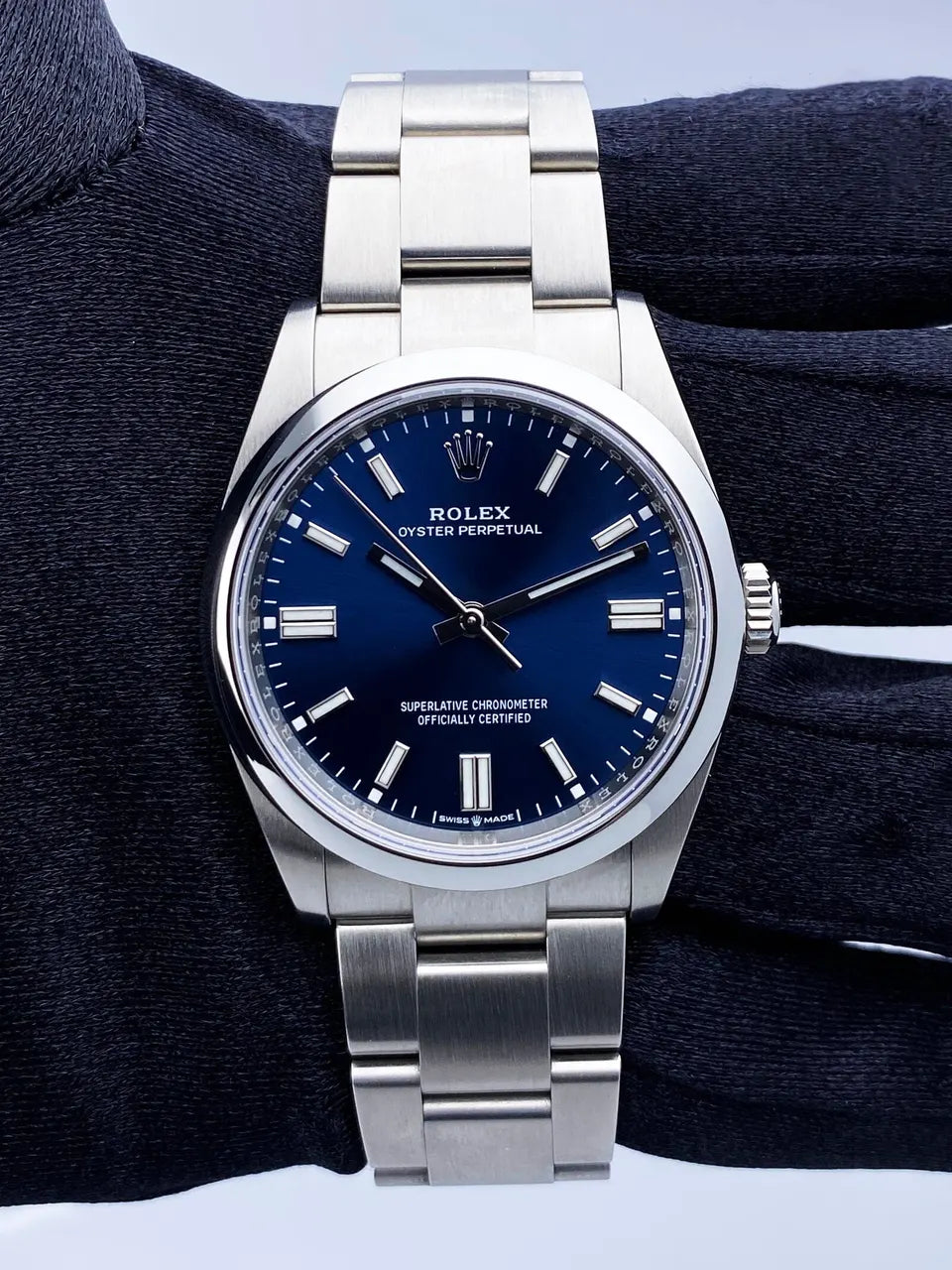 stainless Rolex Oyster Perpetual Blue - Hình 3