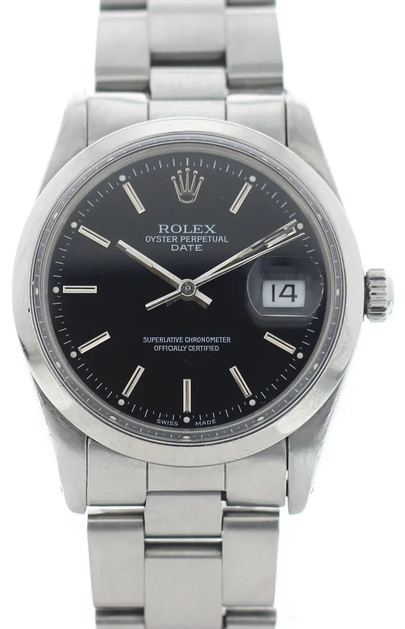 Rolex Black Dial Steel Watch - Hình 2