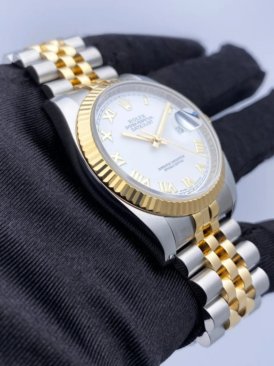 dial Rolex Two-Tone White Datejust - Hình 3