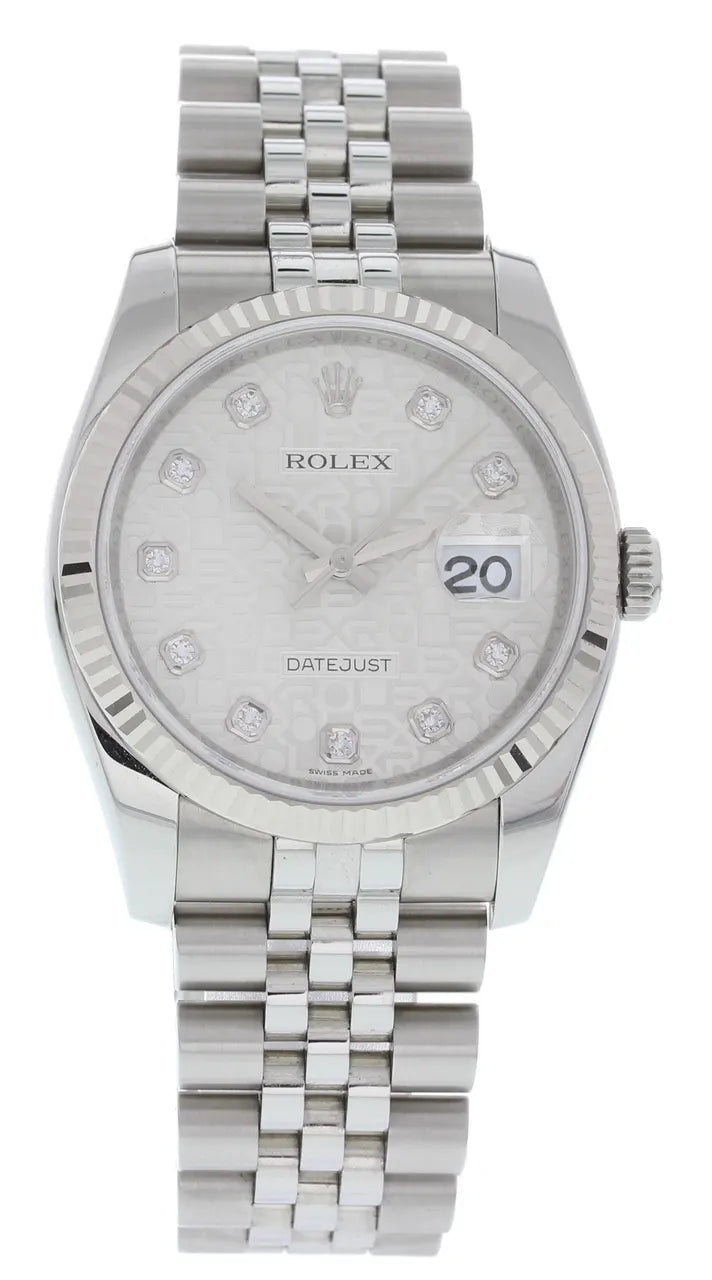 Rolex Silver Diamond Datejust dial jubilee - Hình 2