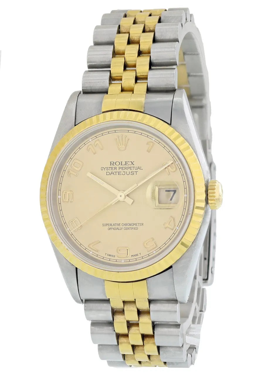 two Rolex Datejust Gold Champagne Dial