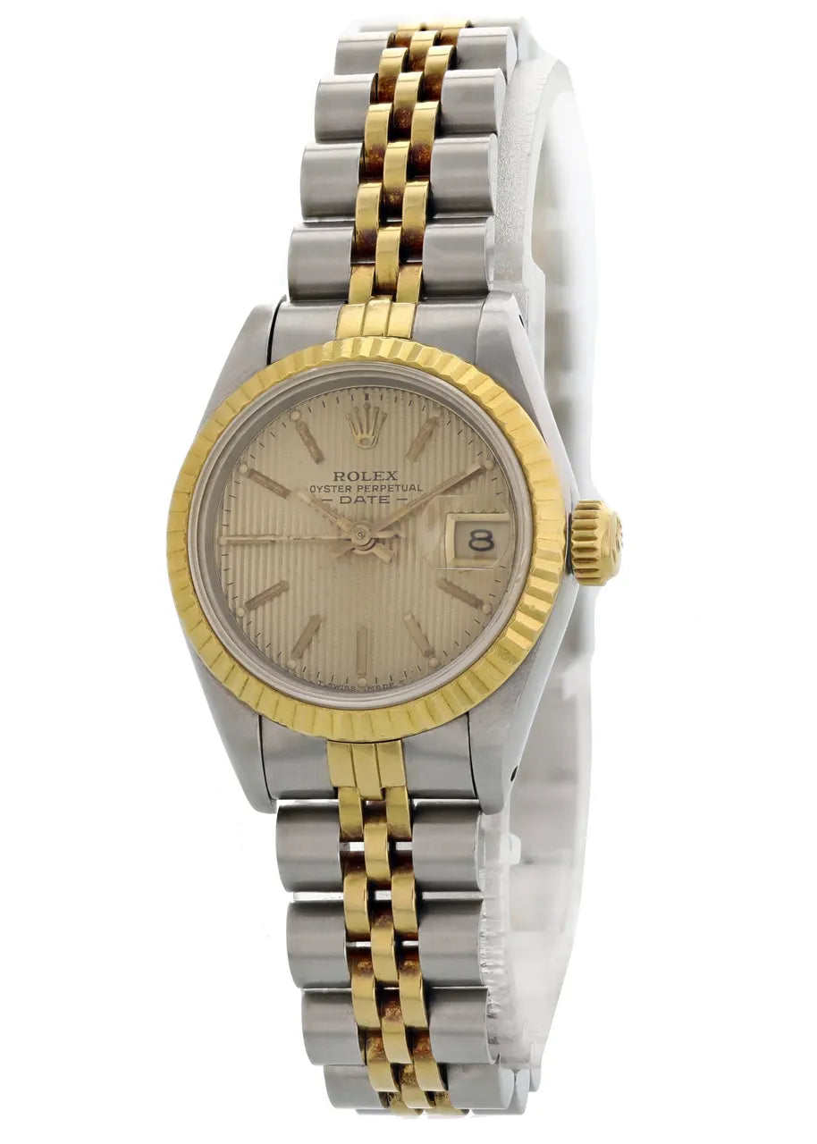 oyster Rolex Gold Steel Champagne Dial