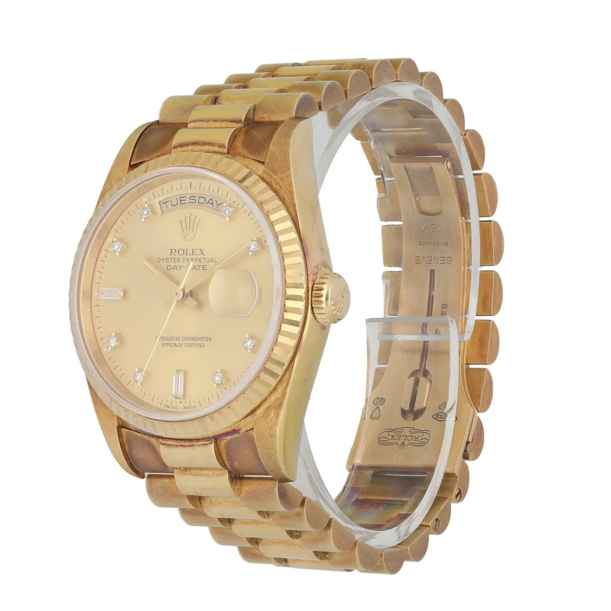 day date Rolex Gold Diamond Watch - Hình 2