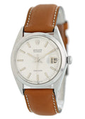 Rolex Silver Dial Tan Leather
