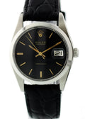 oysterdate Rolex Black Leather Watch