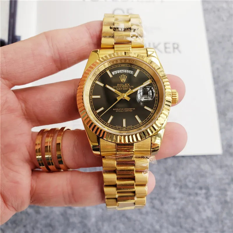 Rolex Gold Black Dial - Hình 5
