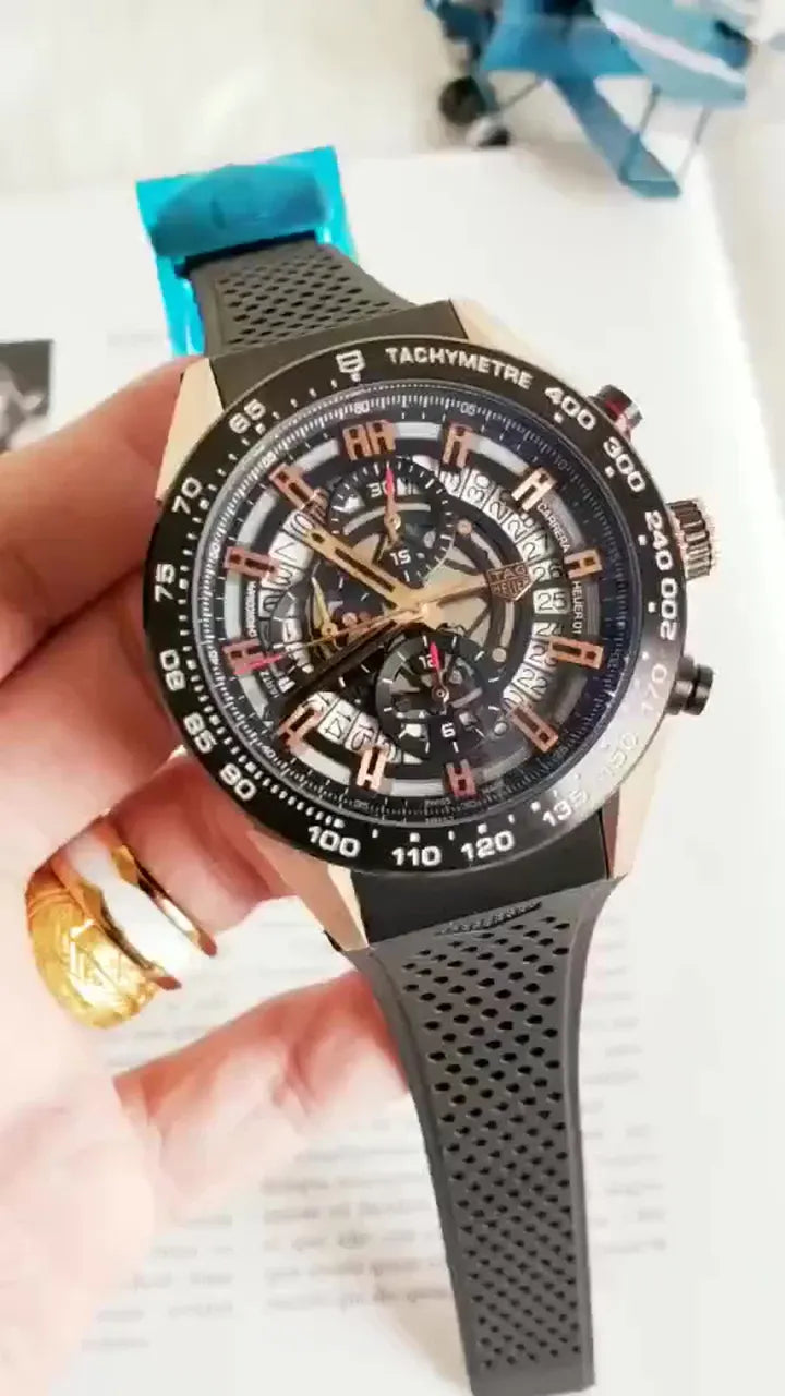TAG Heuer Carrera Black Rubber Silver Chronograph - Hình 2