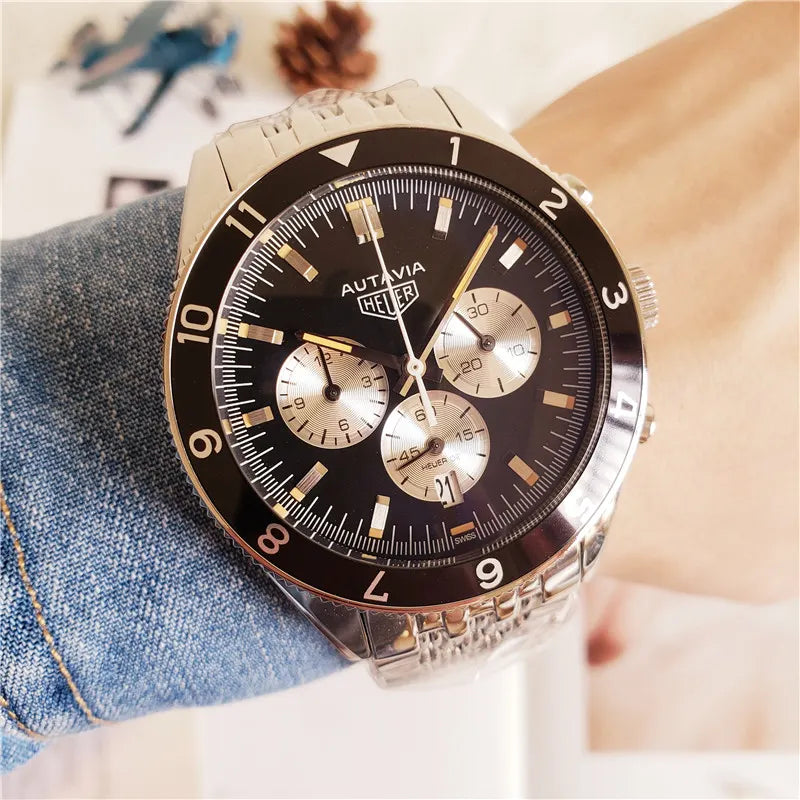 Heuer Autavia Black Dial Chronograph - Hình 4