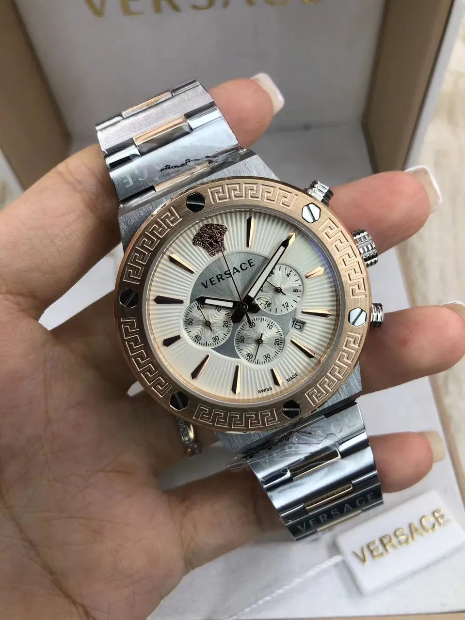 Versace Silver Chronograph Watch - Hình 4