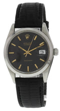 oysterdate Rolex Black Dial Leather